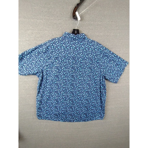 Mickey Womens Shirt‎ Plus 18W 20W Blue Ditsy Floral Embroidered Mickey Vtg Logo - Picture 10 of 11